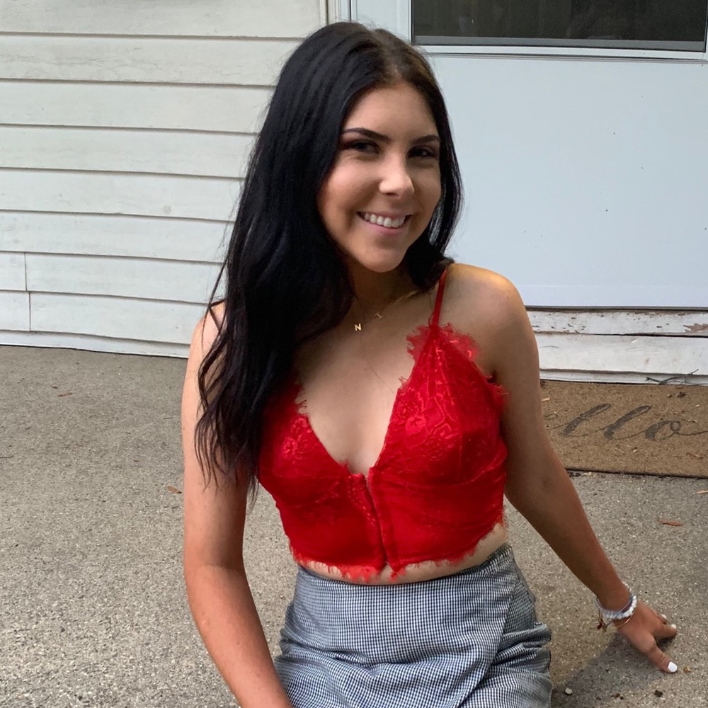 NWT Red Eyelash Lace Corset